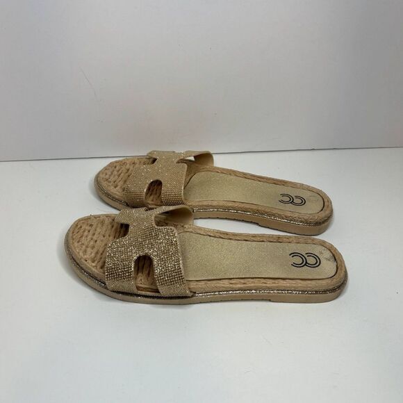 Cindy Claire Studded Jewel Rubber Flat Sandals Slip On Slides Womens Designer - Picture 5 of 9